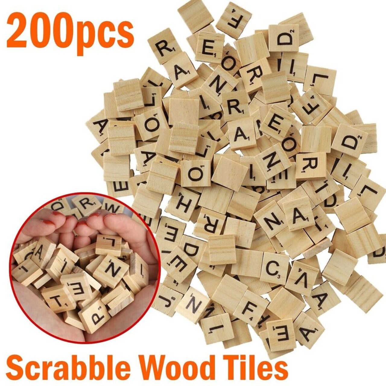 200 PCS Wood Scrabble Tiles Replacement Wooden Alphabet .